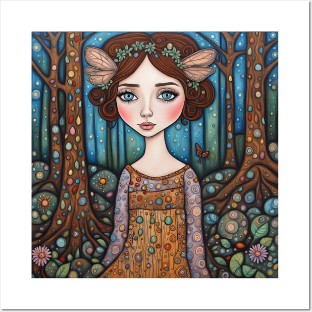 Emily Blunt as a fairy in the woods Wall Art by Colin-Bentham